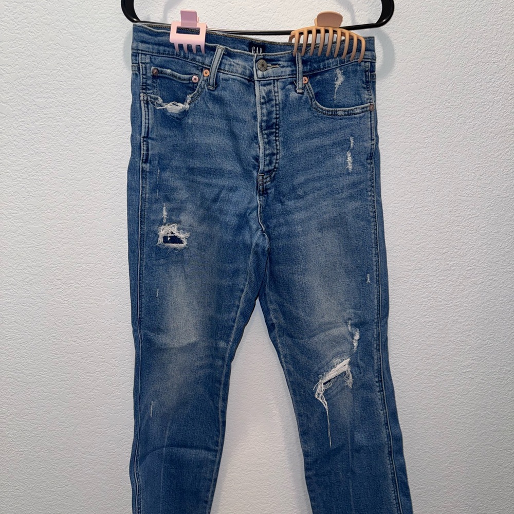GAP Women's Distressed Blue Ankle Jeans